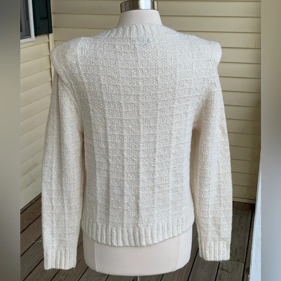 EVEREVE Ashlynn Strong Shoulder Sweater Small Winter White Metallic Shimmer - Picture 5 of 12